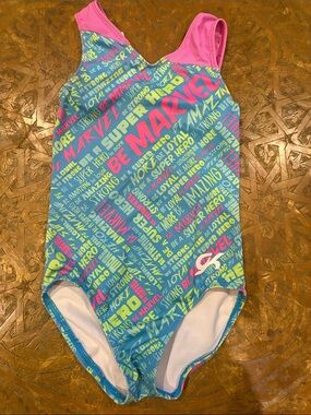 Marvel Girls' One-Piece Swimsuit in Bright Blue & Pink